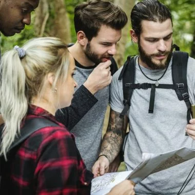 Friends checking the map for direction