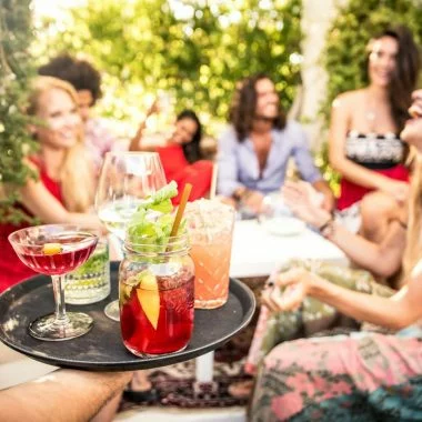 Friends making party in a lounge bar